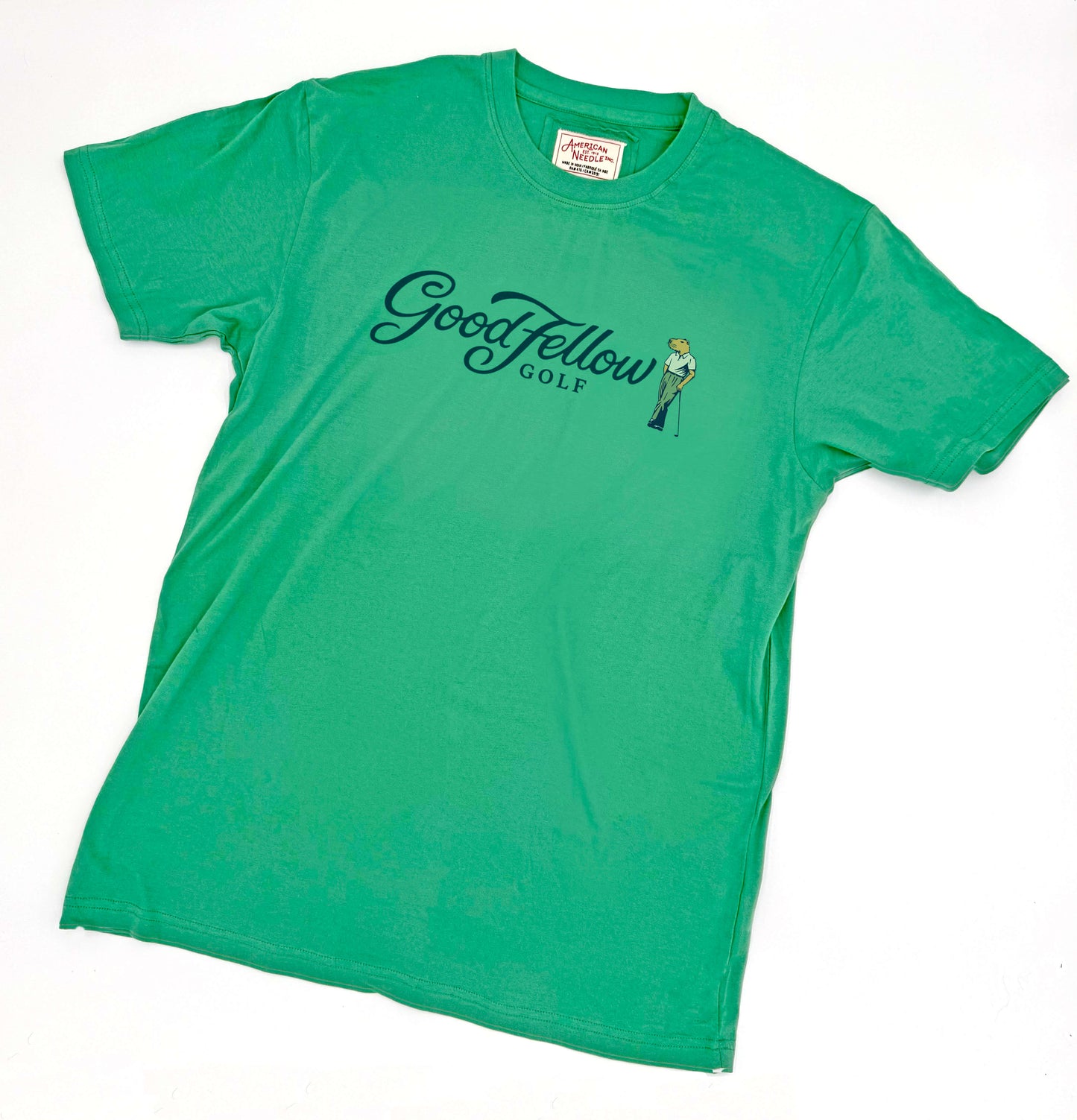 Green crew neck Good Fellow Golf tee with logo