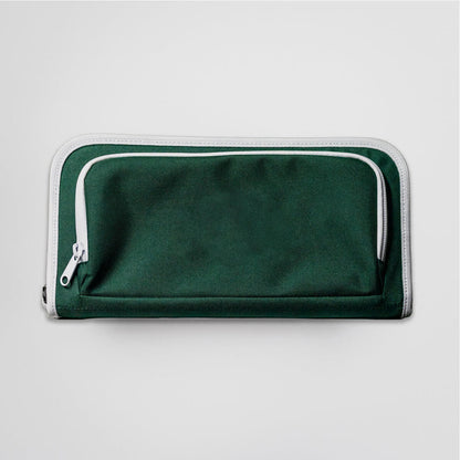 Green golf bag organizer pouch by Jolly Golf. Golf bag personalization and custom embroidery on front.