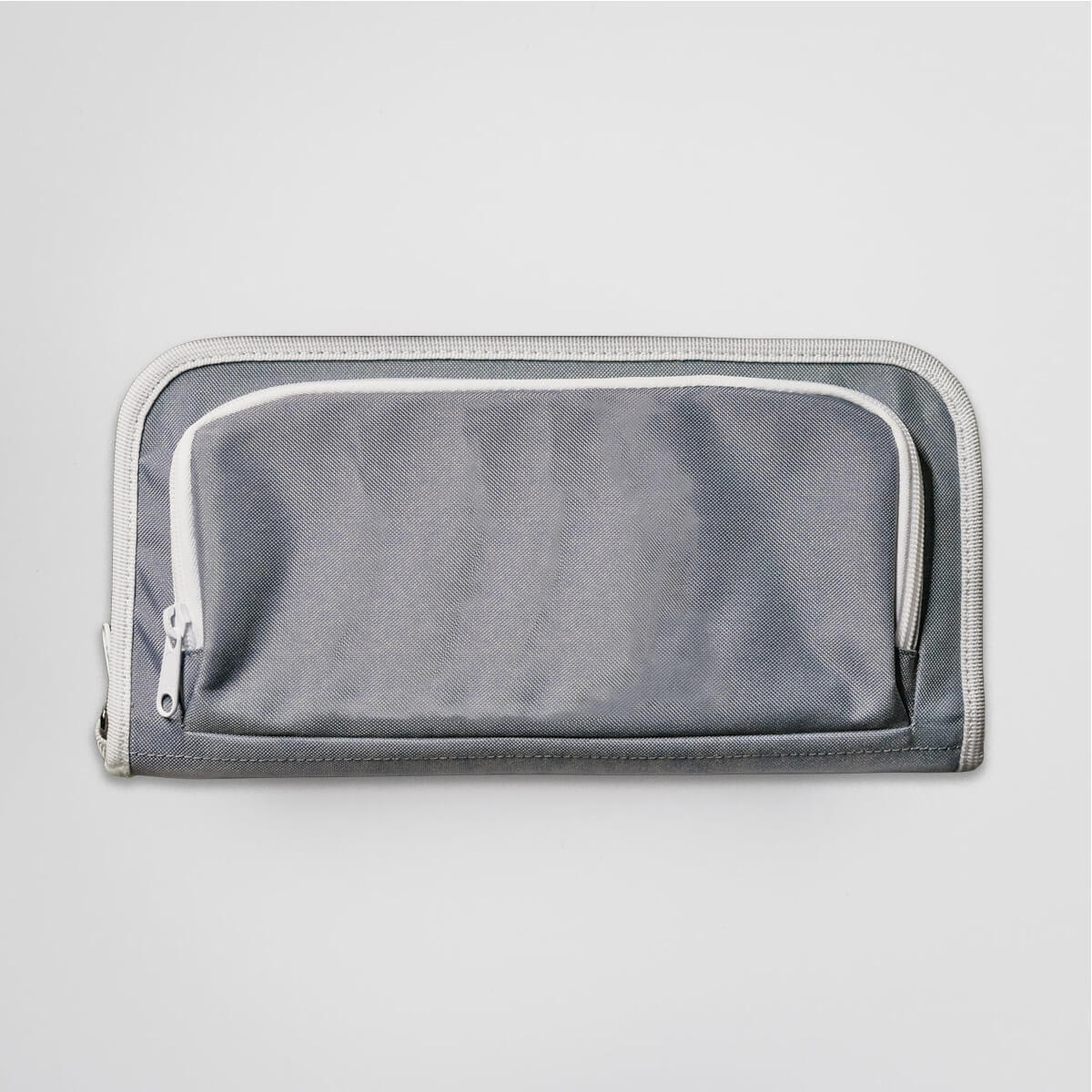 Grey golf bag organizer pouch by Jolly Golf. Golf bag personalization and custom embroidery on front.