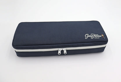 Navy Merrymaker golf organizer with  Good Fellow Golf logo on a white background