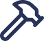 Blue icon of a hammer, icon for handmade
